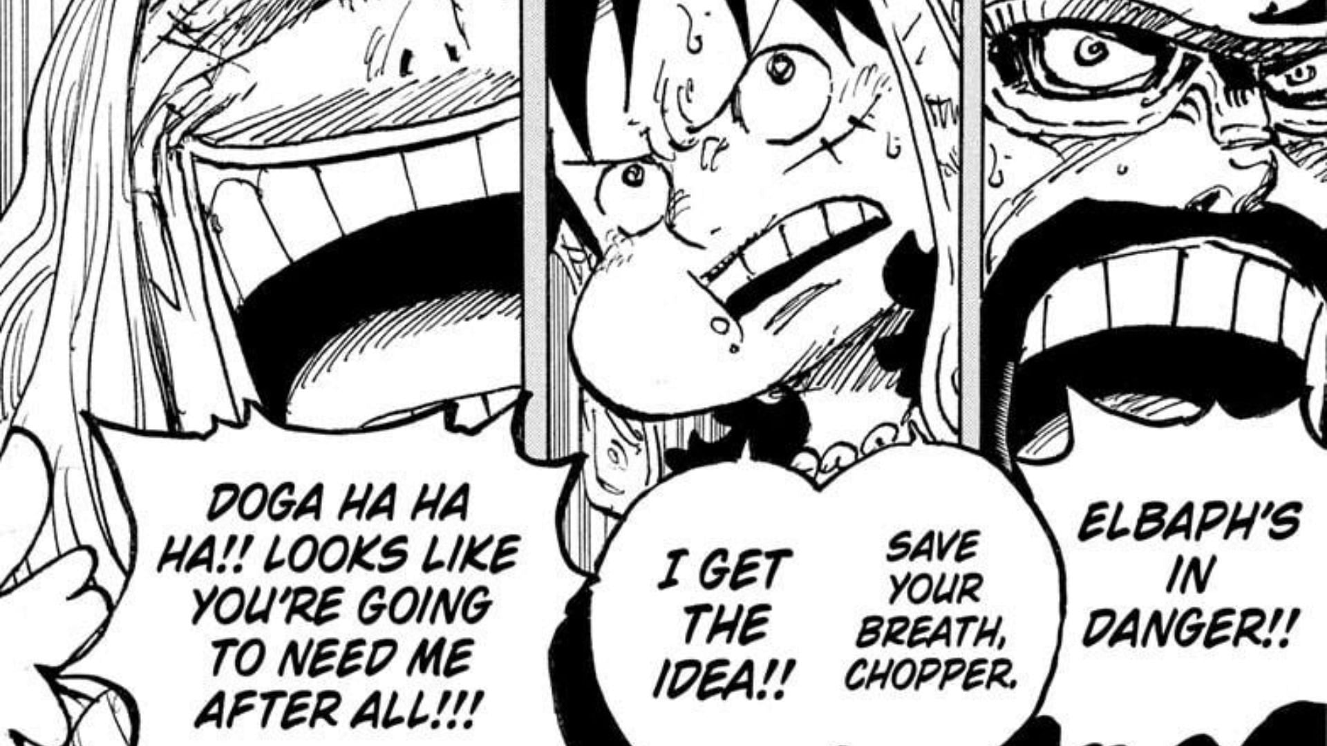 Luffy, Loki, and Hajrudin as seen in the One Piece manga (Image via Shueisha)